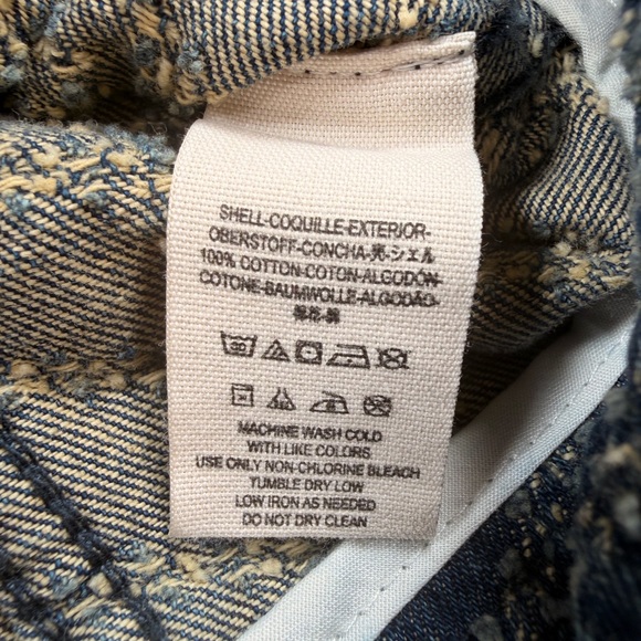 Free People Chevron Blue Denim Moto Jacket Cropped Asymmetrical Zip Women 4 - Picture 6 of 13